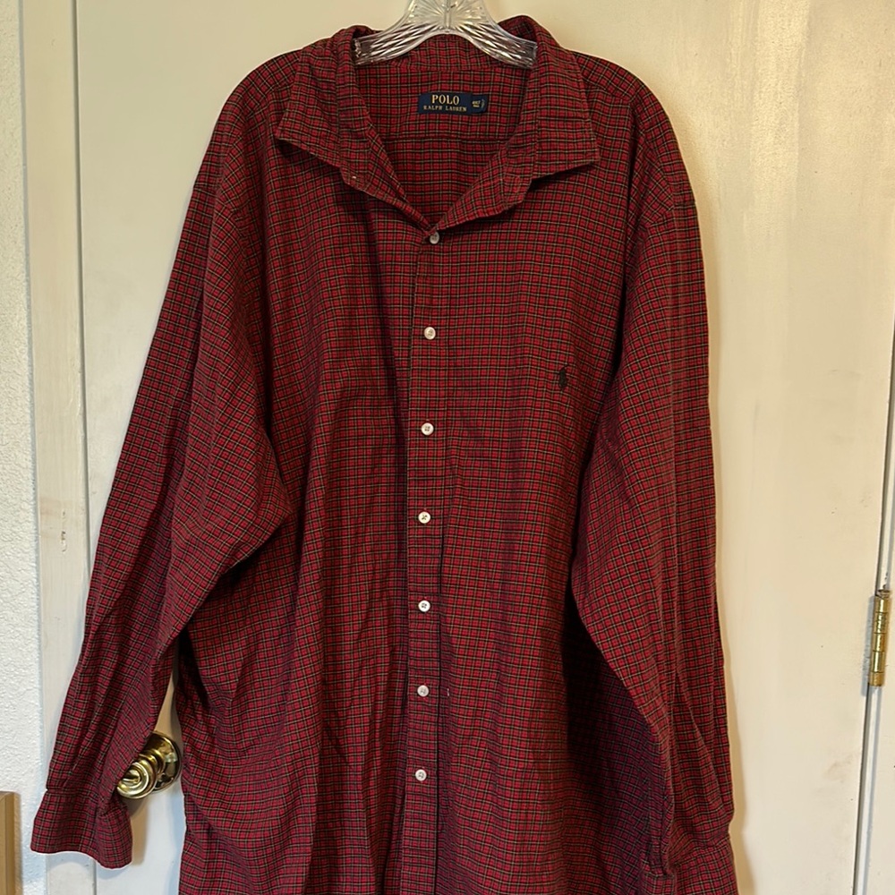 Ralph Lauren Red and Black Casual Button Down Shirt